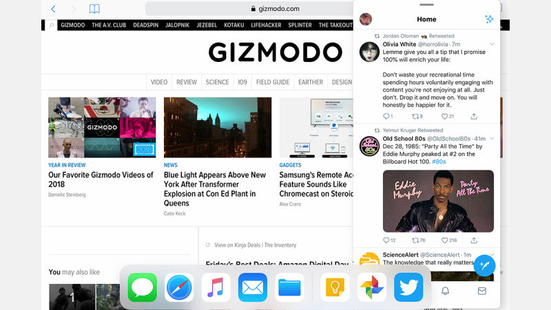 Slide Over es ligeramente diferente.Captura: Gizmodo